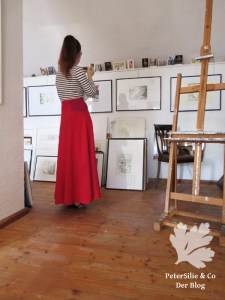 roter Maxirock - kontrastfarbene Passen Burda NR. 106-012016-DL