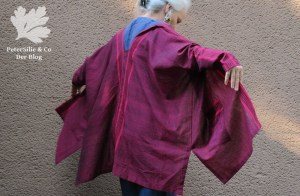 Handloom mit Bordüre Jacke für Karlotta Pink