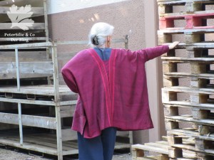 Handloom mit Bordüre Jacke für Karlotta Pink
