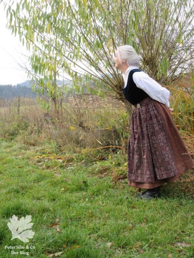 Dirndl Leinen/ Samt, Schürze Baumwollprint( Karlotta Pink)