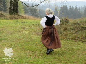 Dirndl Leinen/ Samt, Schürze Baumwollprint( Karlotta Pink)