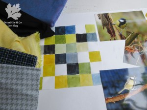 Kohlmeise Farbauszug Stoffmuster