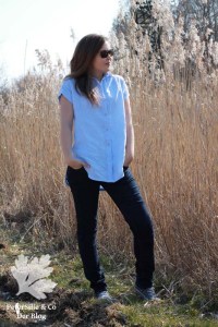 Kalle Shirt Closet Case Pattern hellblau Leinen Kragen Knopfleiste