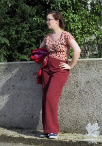 Bluse Blockprint Karlotta PinkVintage Marlenehose Crepe