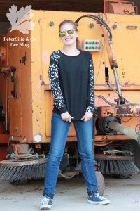 Grainline Studio Linden Sweatshirt Pullover Raglanärmel schwarz weiß Reste Applikation