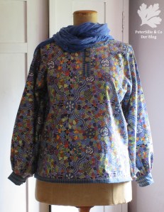 Bluse erste Version Frühlingmix Bluse/ Aboriginestoff Karlotta Pink / Schemaschnitt