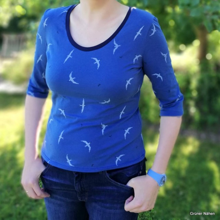 Grüner Nähen Kranich Shirt 3