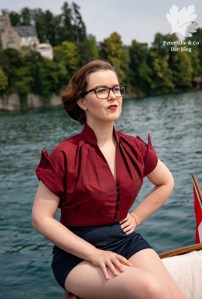 Burda Vintage Bluse Nähen Blog Karlotta Pink Handloom 2/1954