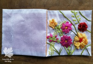 Bänder Stickerei Nadelbrief Blüten handgestickt