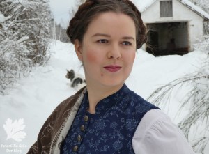 hochgeschlossen blaudruck lang Dirndl nähkurs mei Dirndl München selber nähen Blog Winterdirndl Erfahrungen