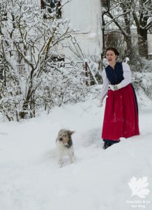 hochgeschlossen blaudruck lang Dirndl nähkurs mei Dirndl München selber nähen Blog Winterdirndl Erfahrungen