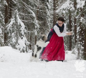 hochgeschlossen blaudruck lang Dirndl nähkurs mei Dirndl München selber nähen Blog Winterdirndl Erfahrungen