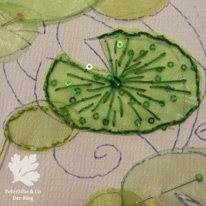 Seeerosenblätter Perlen Pailletten Paillettenperlenfrickelalong PeterSilie&Co Sticken Diy Hangestickt Stickerei Organza Perlen Filz Tutorial