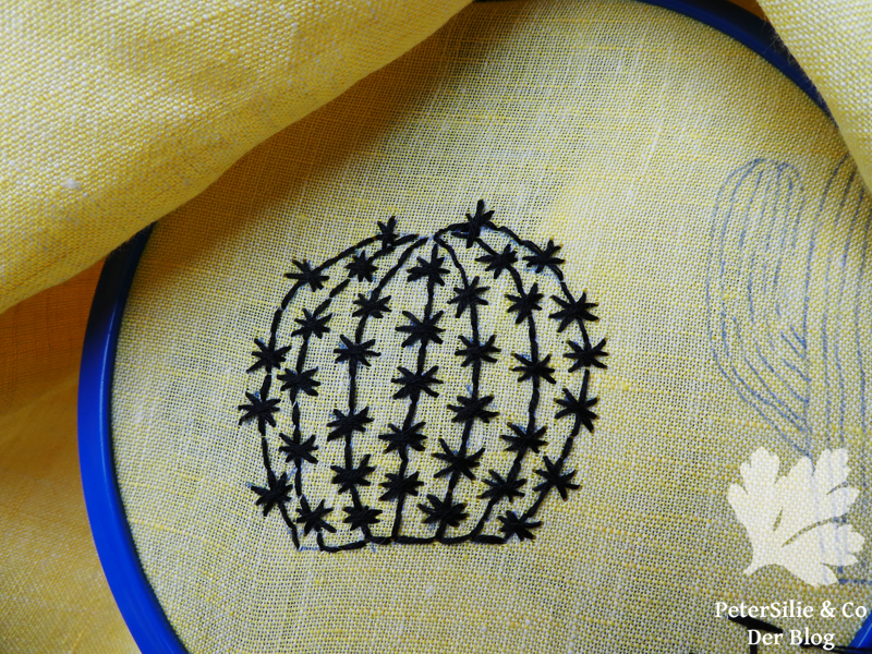 Kaktus aus Hoop Art Vorzeichnung und erster fertiger Kaktus