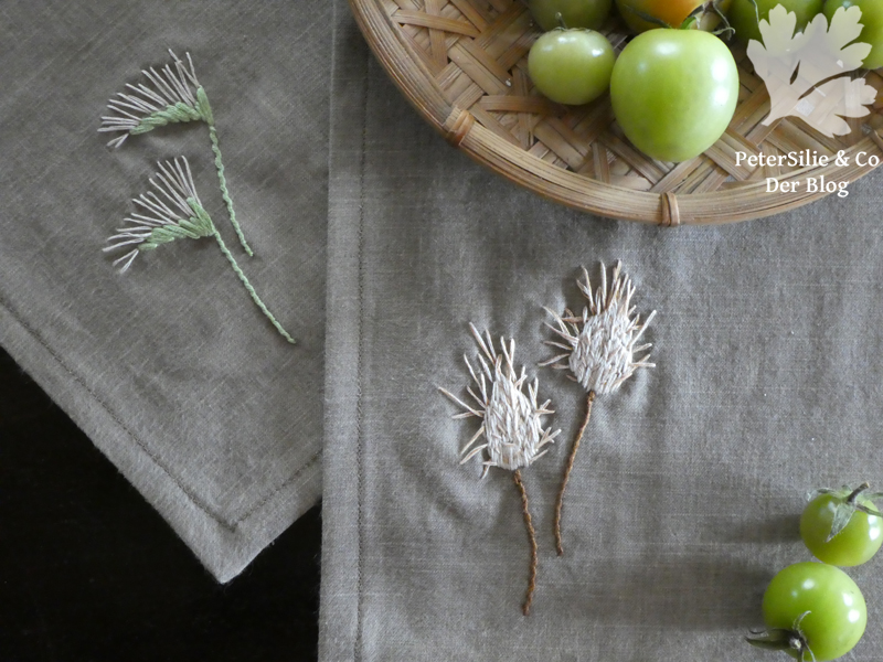 Tischset Mähnengerste , Hasenschwanzgras auf LeinenDetail
