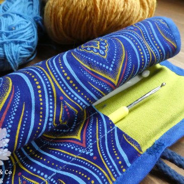 Häkelnadeltasche Shweshwe Karlotta Pink