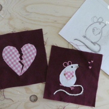 Skizze, Herzschmerz und Herzallerliebst Applikationen