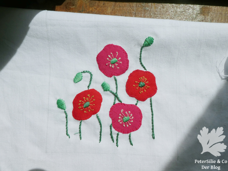 Mohn Stickerei Applikation