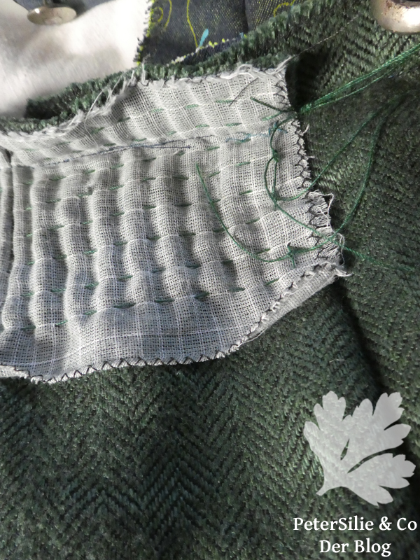 Hansel oder Stiftelband ende innen in falte