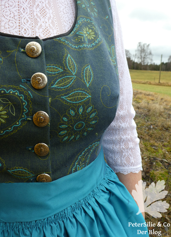 Dirndl Leinen jeans Leib Silberknöpfe