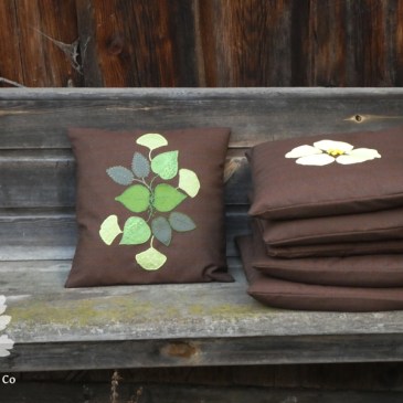 Polster Ornament mit verschiedenen Blättern Applikation und Stickerei